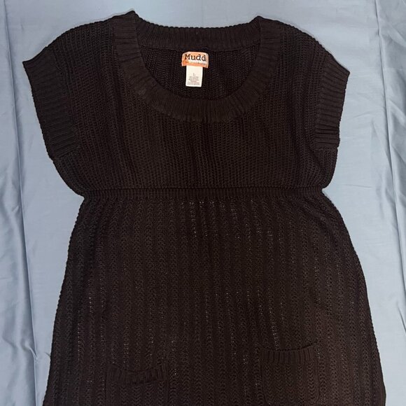 Vintage 1990s/Y2K Woman’s MUDD Espresso Sweater - Size Jr L - Picture 1 of 7